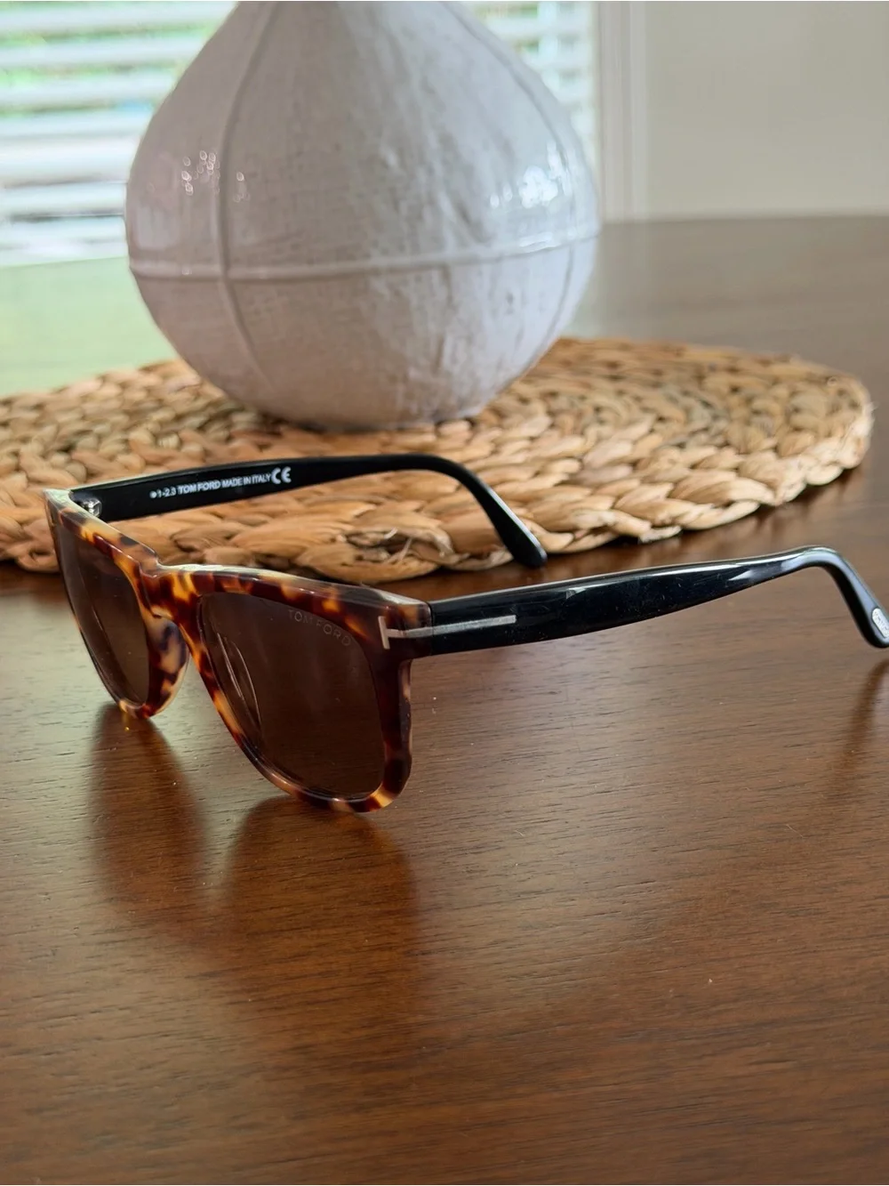 Authentic Tom Ford Leo TF336 55J Havana Black Rectangle Sunglasses Unisex